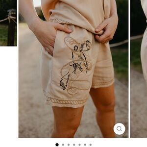 Rodeo Quincy Rancho Calleguas Embroidered Tan Women Shorts